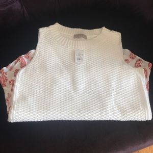 Loft outlet sleeveless white paisley sweater